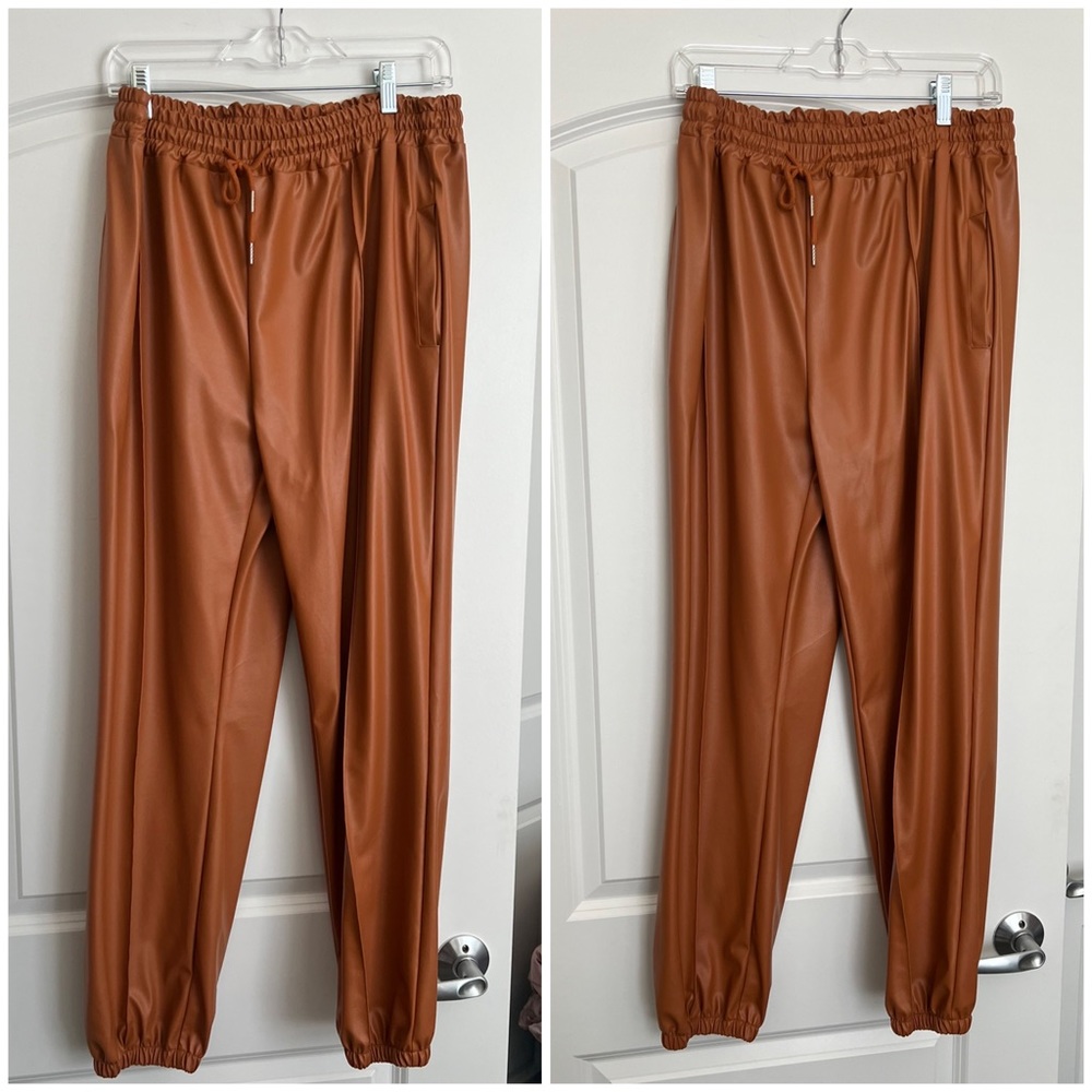 Faux Leather Joggers